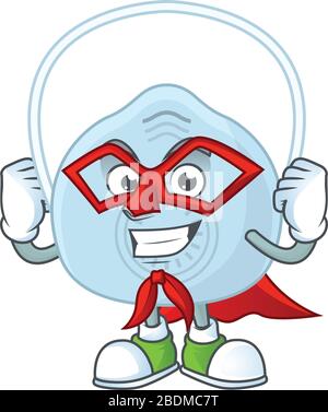 Il concetto di design dei cartoni animati con maschera respiratoria vestita come Super Hero Illustrazione Vettoriale