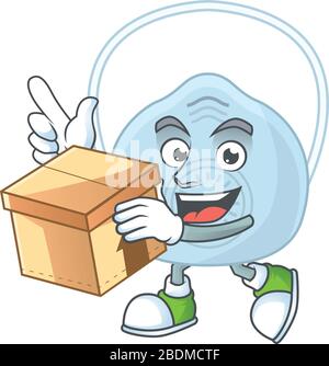 Stile di disegno dei fumetti respiratori con scatola regalo Illustrazione Vettoriale