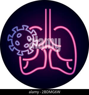 covid 19 coronavirus pandemia polmonare polmonite respiratoria vettoriale illustrazione in stile neon Illustrazione Vettoriale