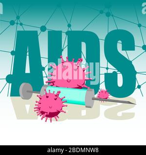 AIDS malattia virus e siringa Illustrazione Vettoriale