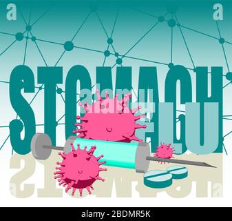 Virus della malattia dello stomaco e siringa Illustrazione Vettoriale