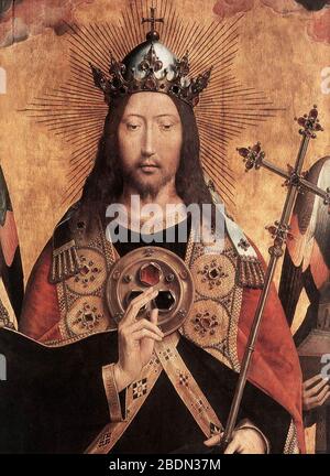 Hans Memling - Cristo circondato dagli Angeli del musicista (dettaglio) Foto Stock