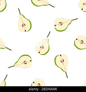 Illustrazione sul tema pera senza giunture grande colorata, motivo di frutta brillante per la guarnizione. Modello di frutta costituito da una bella pera continua senza cuciture. Semplice col Illustrazione Vettoriale