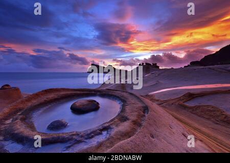 Candele di mare a Yehliu Geopark Nuova città di Taipei Taiwan Foto Stock