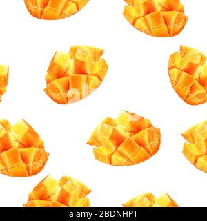 Mango illustrazione acquerello disegnata a mano. Ripetizione senza giunture. Foto Stock