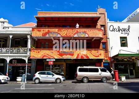 Edificio colorato a Città del Capo Foto Stock