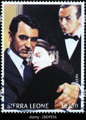 Scena di Hitchcock, famoso per il francobollo Foto Stock