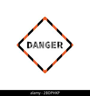 Simbolo di avvertimento giallo piatto. Icona di avvertenza e segno di pericolo isolato su sfondo bianco per l'uso su web design, tipografia, ui, app, sul roa Illustrazione Vettoriale