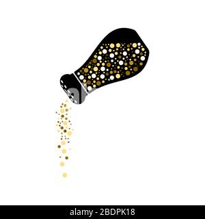 Icona dello shaker per la stagionatura con striature di polvere gialla. Illustrazione vettoriale piatta. Illustrazione Vettoriale