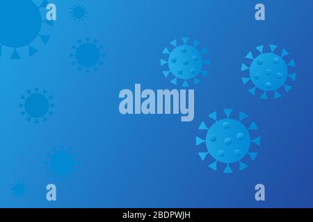 Pattern senza giunture con virus COVID 19 su sfondo astratto blu. Coronavirus isolato su sfondo blu gradiente Illustrazione Vettoriale
