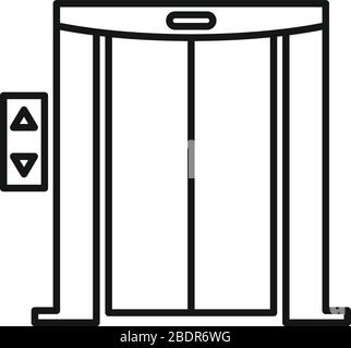 Icona dell'elevatore della portiera. Contorno porta ascensore vettore icona per web design isolato su sfondo bianco Illustrazione Vettoriale