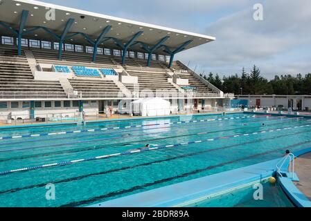 Piscina di Laugardalur, Reykjavik, Islanda Foto Stock