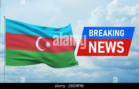 Ultime notizie. Notizie del mondo con backgorund che sventola bandiera nazionale dell'Azerbaigian. Rappresentazione 3D dettagliata e dettagliata. Foto Stock