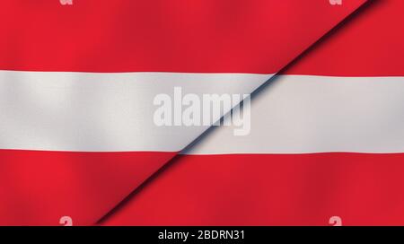 Due bandiere di stati dell'Austria e dell'Austria. Background aziendale di alta qualità. illustrazione 3d Foto Stock