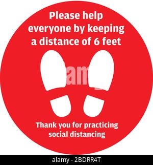 Social Distancing o Safe Distancing Floor Sticker per negozi e supermercati per contribuire a ridurre la diffusione del coronavirus covid-19 Illustrazione Vettoriale