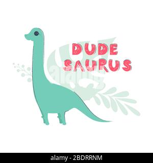 Dinosauro icona diplodocus in stile piatto per la progettazione di dino party, vacanze per bambini, dinosauro materiali correlati. Per scheda, poster, banner, logo, icona Illustrazione Vettoriale