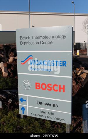 Segnaletica presso il centro di distribuzione di Worcester Bosch Thermotechnology Foto Stock