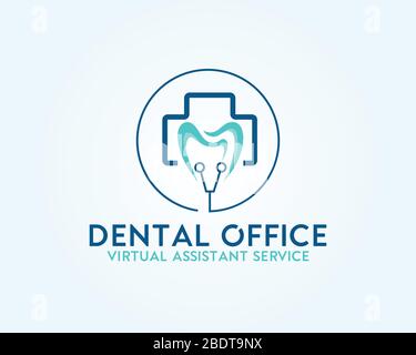 Logo Dental Design.Logo Creative Dentist. Logo vettore aziendale creativo Dental Clinic. Illustrazione Vettoriale