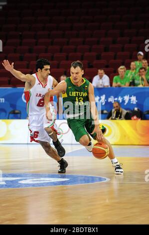 Sarunas Jasikevicius della Lituania. Giocatore di pallacanestro lituano e allenatore. Foto Stock