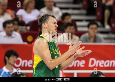 Sarunas Jasikevicius della Lituania. Giocatore di pallacanestro lituano e allenatore. Foto Stock