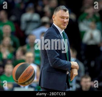 Sarunas Jasikevicius della Lituania. Giocatore di pallacanestro lituano e allenatore. Foto Stock