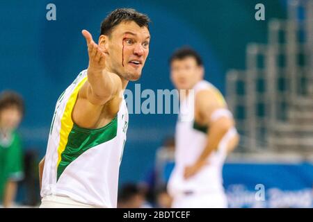 Sarunas Jasikevicius della Lituania. Giocatore di pallacanestro lituano e allenatore. Foto Stock