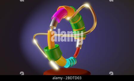 Illustrazione 3D di un anello di tubi per sfondo, sfondo, sfondo Foto Stock