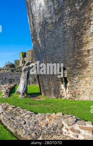 Caerphilly Castle, Galles, Regno Unito, Europa Foto Stock