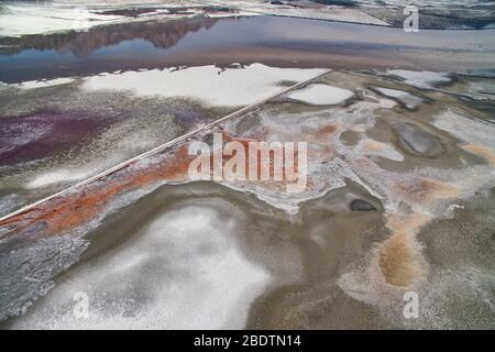 Stagni di evaporazione nella valle di Owens Foto Stock