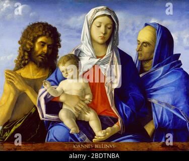 Madonna col Bambino con Giovanni Battista e Santa Elisabetta - Giovanni Bellini e bottega Foto Stock