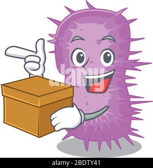 Un'immagine del concetto di disegno dei fumetti di acinetobacter baumannii che tiene una scatola Illustrazione Vettoriale