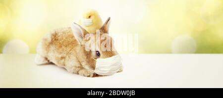 Composizione pasquale con tema Coronavirus. Quarantena pasquale Foto Stock