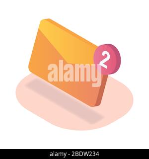 posta in arrivo notifiche icona isometrica con moderno vettore di colore piatto Foto Stock