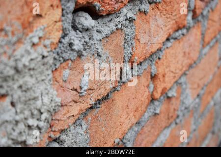 Modello di Vintage Old Red Brick Wall Texture colore rosso sfondo fotografia d'archivio Foto Stock