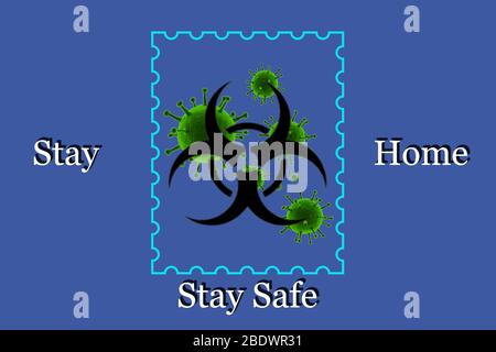 Coronavirus covid-19 soggiorno a casa e soggiorno sicuro concetto di cartello Foto Stock