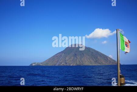 Vista di Strombli, Isole Eolie Foto Stock