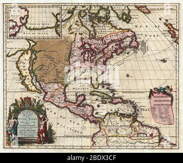 Mappa di Hennepin del Nord America, 1698 Foto Stock