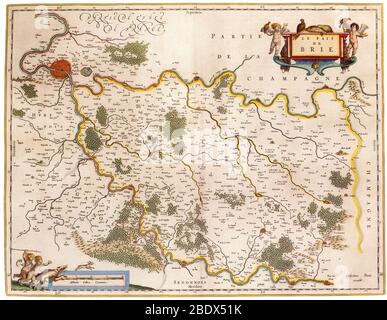 Joan Blaeu, Brie Region Map, Francia, 17 ° secolo Foto Stock