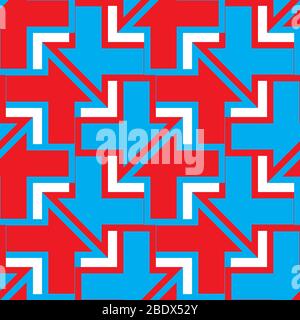 Disegno geometrico astratto senza cuciture nei colori rosso blu e bianco. Immagine vettoriale Illustrazione Vettoriale