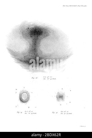 William Parsons, osservazioni sui Nebulae, 1844 Foto Stock