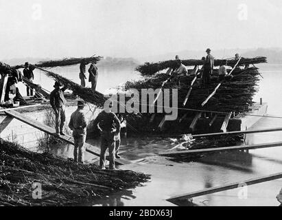 Costruzione della diga di roccia & spazzola, 1891 Foto Stock