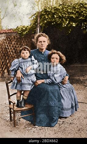 Marie Curie e Figlie, 1908 Foto Stock