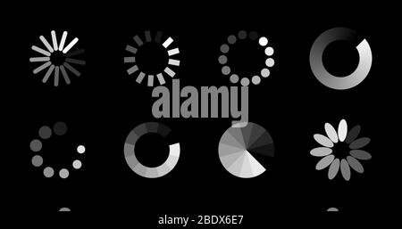 La barra di avanzamento icona di caricamento. Caricare upload download processo rotondo. Cerchio buffer del sito web o del caricatore preloader Illustrazione Vettoriale