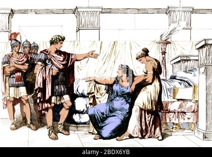Augusto visitando Cleopatra, I secolo A.C. Foto Stock