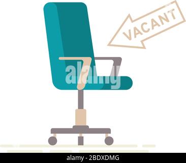 Composizione con sedia da ufficio e un cartello vuoto. Concetto di assunzione e reclutamento aziendale. Illustrazione vettoriale. Illustrazione Vettoriale