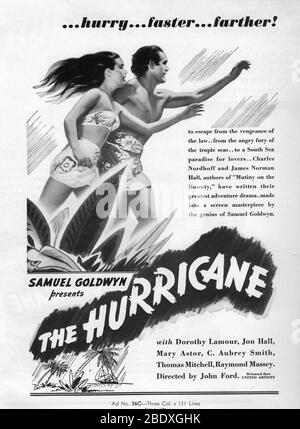 DOROTHY LAMOUR e JON HALL nell'URAGANO 1937 regista JOHN FORD romanzo Charles Nordhoff e James Norman Hall effetti speciali James Basevi The Samuel Goldwyn Company / United Artists Foto Stock
