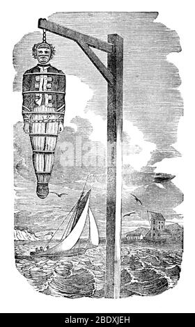 William 'Captain' Kidd a Gibbet, 18 ° secolo Foto Stock