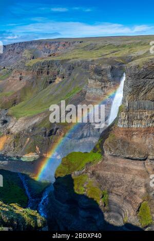 Haifoss, Regione meridionale, Islanda Foto Stock