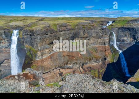Haifoss, Regione meridionale, Islanda Foto Stock