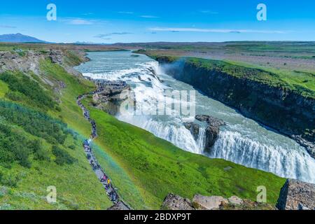 Gullfoss, Regione del Sud, Islanda Foto Stock